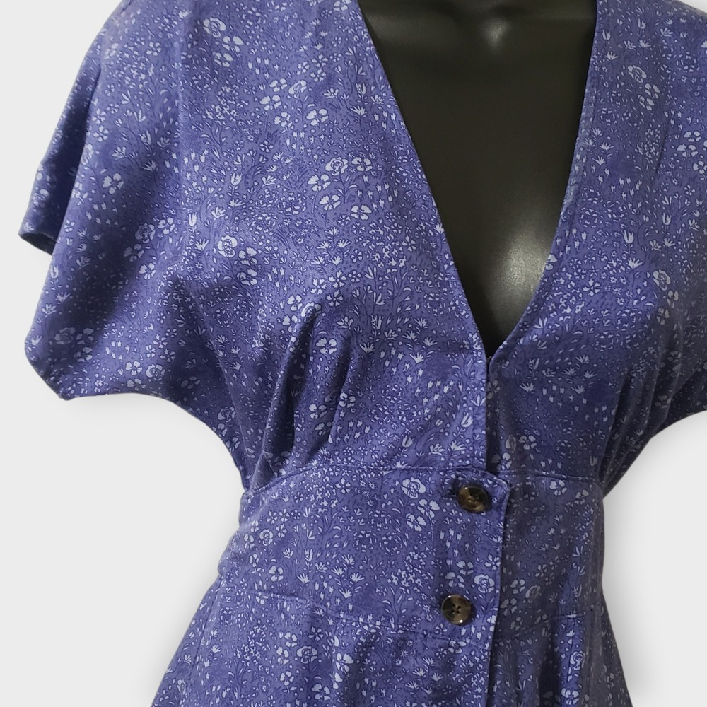 Marine Layer Camila Mini Dress Blue Ditsy Floral Sz XS Button Front Belted - Picture 2 of 12